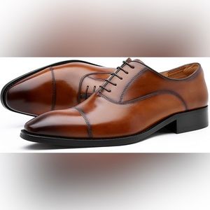 BRAND NEW Desai DS8988 Men Brown Real Leather Dress OxfordsSz 10 US 43 EU